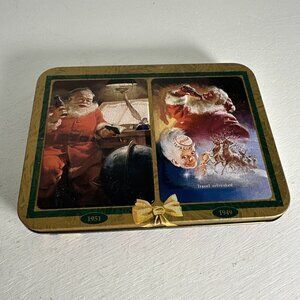 Coca Cola Nostalgia Double Deck Santa Playing Cards With Embosse Tin NIB 1997